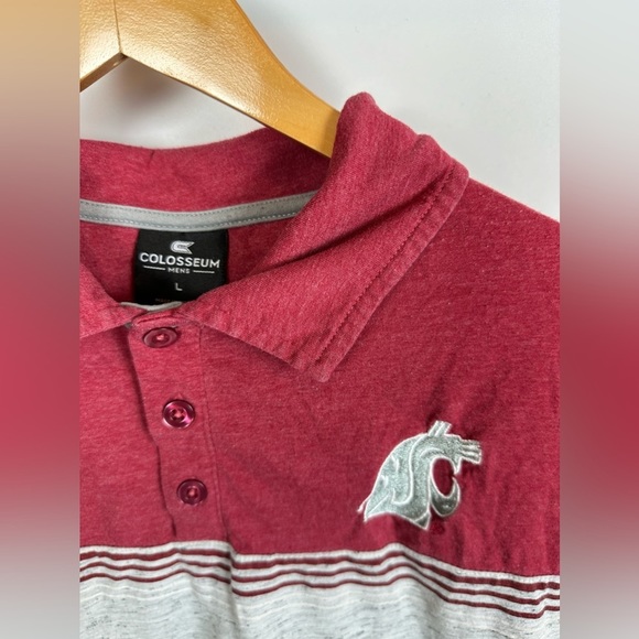 $4/25 - Colosseum WSU Men’s Large Cougs Polo Wazzu Embroidered logo Stripe - Picture 2 of 5